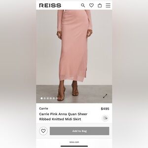 Carrie Pink Anna Quan Sheer Ribbed Knitted Midi Skirt 6
